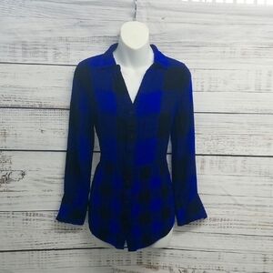 Cato Blue and Black Button Down Shirt